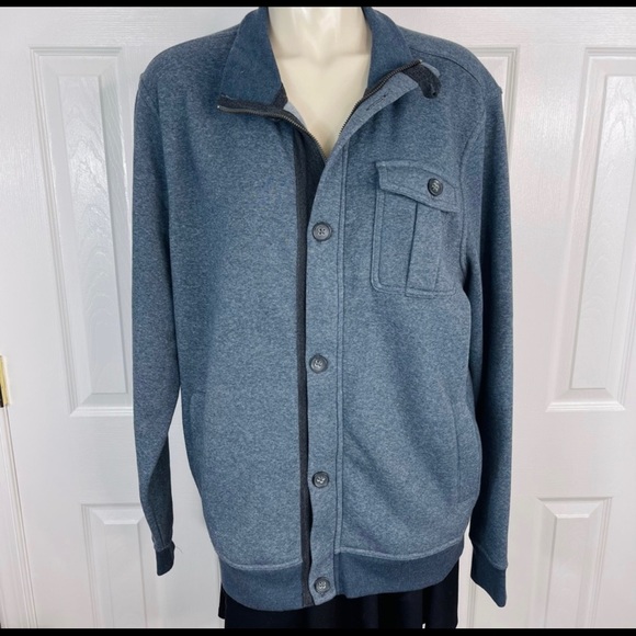 🌟Sold BANANA REPUBLIC long sleeve sweater Men’s shirt jacket sweater Blue zipXL - Picture 2 of 9